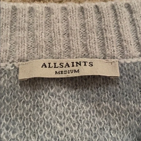 All Saints Tiga V-Neck Sweater in Blue - Picture 2 of 5